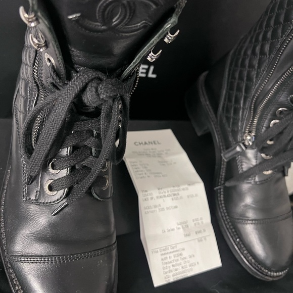 Chanel Black Leather Combat Boots - Picture 3 of 3